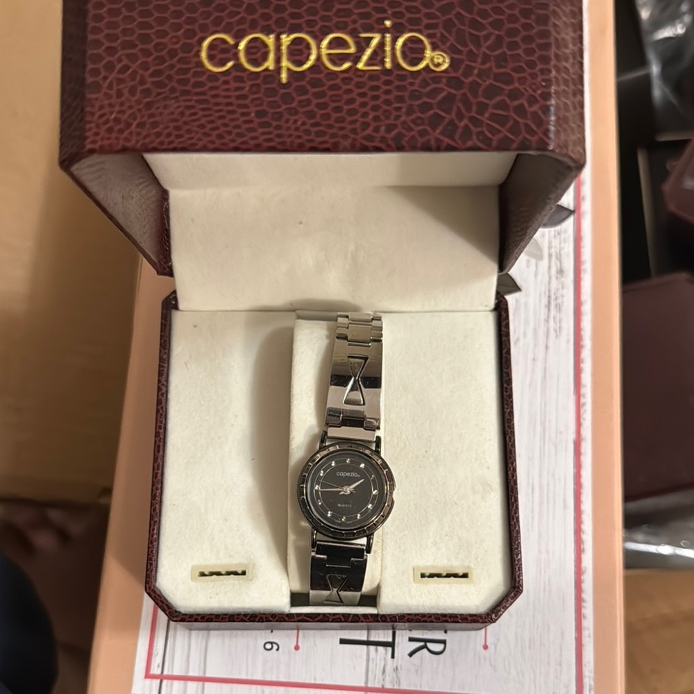 Capezio Silver Analog Watch with Metal Link Bracelet